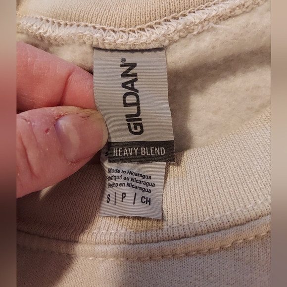 Cream Gildan Sweatshirt with Mickey And Minnie Mouse - Picture 3 of 8